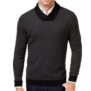 Tasso Elba-Black Rice Stitch Shawl Sweater XL NWT